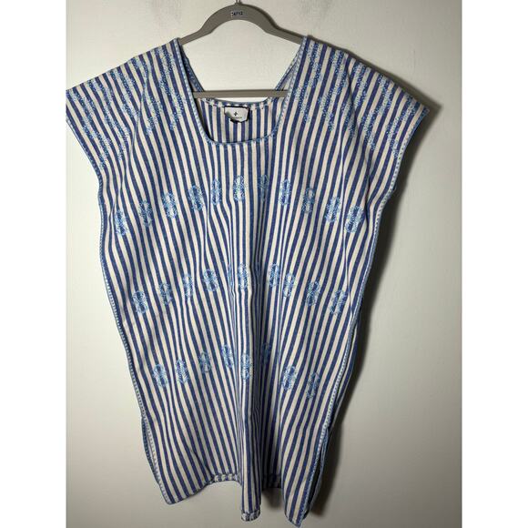 Tuckernuck Blue White Stripe Embroidered Sleeveless Mini Dress Sz M - Picture 1 of 3